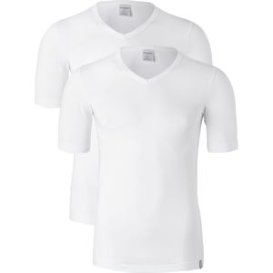 SCHIESSER 95/5 heren T-shirt (2-pack), V-hals, wit