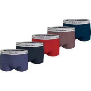 Calvin Klein Trunk (5-pack), heren boxers normale lengte, indigo, blauw, rood, oudroze, donkerblauw -  Maat: S
