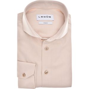 Ledub slim fit overhemd, popeline, lichtbruin