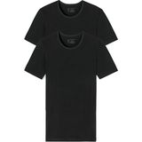 SCHIESSER 95/5 T-shirts (2-pack), O-hals, zwart -  Maat: L