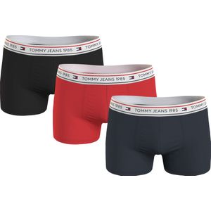 Tommy Hilfiger trunk (3-pack), heren boxers normale lengte, zwart, rood, blauw -  Maat: L