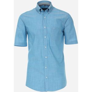 CASA MODA Sport comfort fit overhemd, korte mouw, chambray, turquoise dessin 41/42