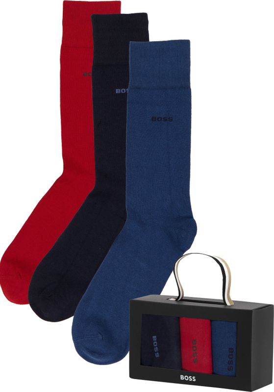 BOSS cadeauset herensokken (3-pack), donkerblauw, rood en jeansblauw