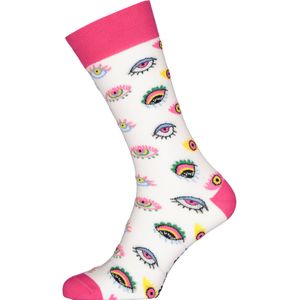Spiri Socks Lollipop, unisex sokken, wit met roze -  Maat: 41-46