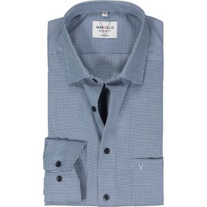 MARVELIS modern fit overhemd, mouwlengte 7, structuur, donkerblauw mini dessin