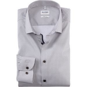 OLYMP Level 5 body fit overhemd, twill, taupe dessin
