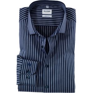OLYMP Level 5 body fit overhemd, structuur, marineblauw gestreept