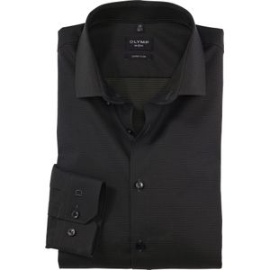 OLYMP No. 6 Six super slim fit overhemd, structuur, olijfgroen dessin