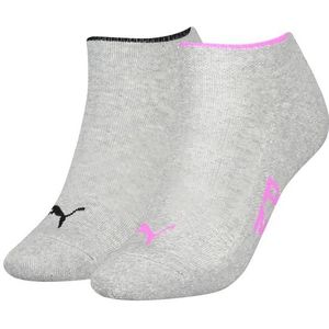 Puma Placed Logo Sneaker (2-pack), dames enkelsokken, grijs melange combi dessin