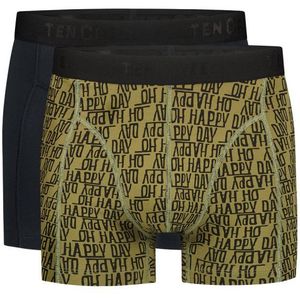 TEN CATE Basics men shorts (2-pack), heren boxers normale lengte, zwart en groen dessin -  Maat: S