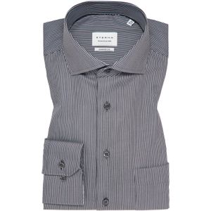 ETERNA comfort fit overhemd antraciet grijs gestreept 44
