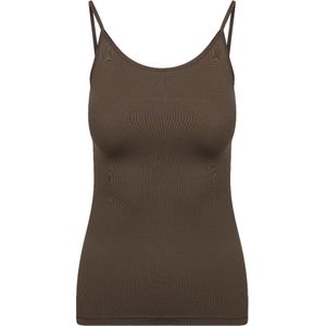 RJ Bodywear Pure Color dames spaghetti top (1-pack), donkerbruin -  Maat: 4XL