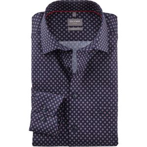 OLYMP comfort fit overhemd, dobby, marine blauw dessin
