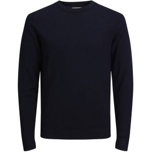 JACK & JONES Mark merino knit crew neck slim fit, heren pullover wol met O-hals, blauw