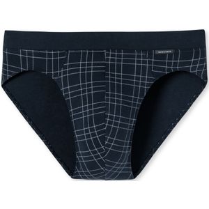 SCHIESSER - Fine Interlock - Slip - Nachtblauw - Ruitjespatroon, Zacht Materiaal