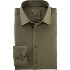 OLYMP 24/7 Level 5 body fit overhemd, popeline, lindegroen