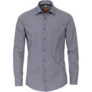 3 voor 99 | Redmond modern fit overhemd, popeline, blauw geruit 47/48