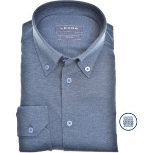Ledub slim fit overhemd, jersey, donkerblauw