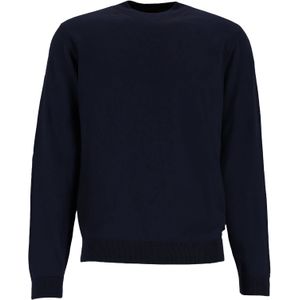 BOSS Bjarno regular fit trui wol, heren trui middeldik O-hals, donkerblauw