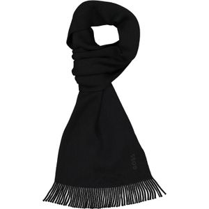HUGO BOSS sjaal wol, heren sjaal gebreid, zwart -  Maat: One size