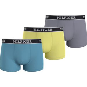 Tommy Hilfiger trunk (3-pack), heren boxers normale lengte, blauw, wit, grijs -  Maat: M