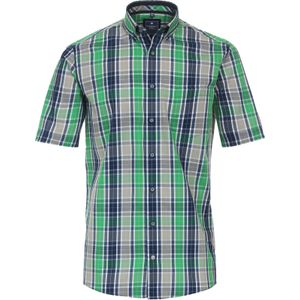 3 voor 99 | Redmond comfort fit overhemd, korte mouw, popeline, groen geruit