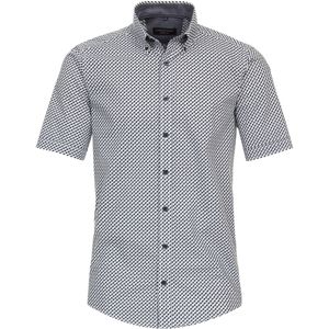 CASA MODA Sport casual fit overhemd, korte mouw, popeline, blauw met wit dessin
