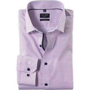 OLYMP No. 6 Six super slim fit overhemd, popeline, fuchsia dessin