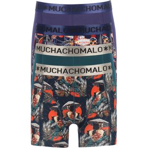 Muchachomalo heren boxershorts (4-pack), heren boxers normale lengte, Las Vegas Japan, print, groen en donkerblauw -  Maat: 3XL
