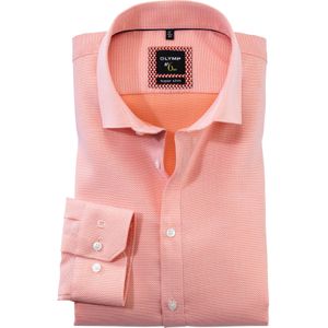OLYMP No. 6 Six super slim fit overhemd, popeline, zalmkleurig dessin
