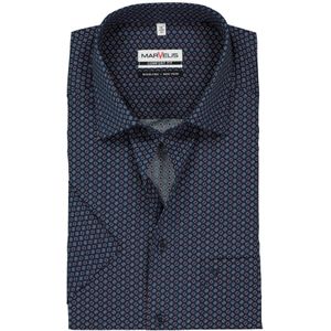 MARVELIS comfort fit overhemd, korte mouw, blauw met rood en wit dessin 46