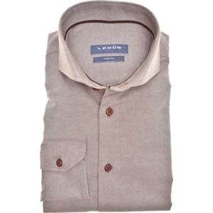 Ledub modern fit overhemd, mouwlengte 7, middenbruin