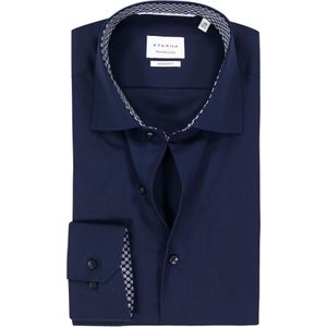 ETERNA - Modern Fit - Overhemd - Donkerblauw - Strijkvrij - Boordmaat 38