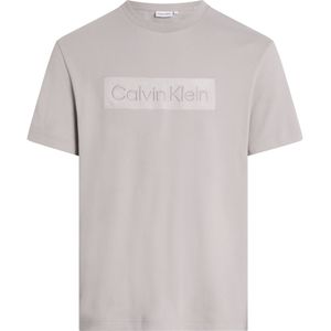 Calvin Klein Textured Embroidery T-shirt, heren T-shirt korte mouw O-hals, grijs -  Maat: L