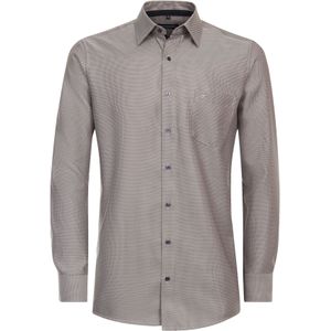 CASA MODA comfort fit overhemd, dobby, beige, blauw wit mini dessin