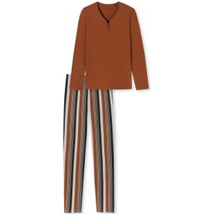 SCHIESSER Comfort Nightwear pyjamaset, dames pyjama lang biologisch katoen knoopsluiting whisky