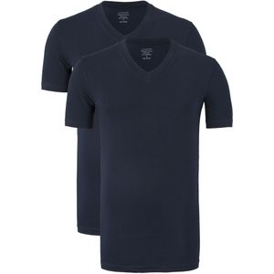 Claesen's Basics T-shirts (2-pack), heren T-shirts V-hals, blauw -  Maat: M
