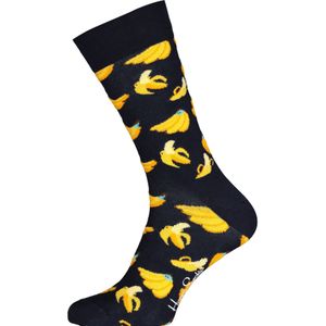 Happy Socks Banana Sock, gele bananen op zwart - Unisex - Maat: 36-40