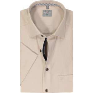 MARVELIS - Comfort Fit - Overhemd - Beige - Korte Mouw - Structuur