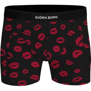 Bjorn Borg Cotton Stretch boxers, heren boxers normale lengte (1-pack), zwart met rode kus -  Maat: XS