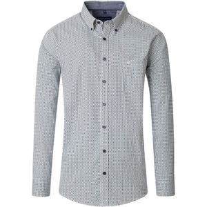 CASA MODA Sport comfort fit overhemd, twill, wit met blauw en groen dessin