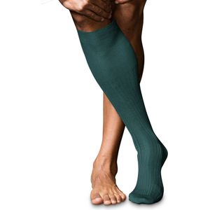 FALKE No. 10 Pure Fil d'Ecosse heren kniekousen, petrol (peacock)