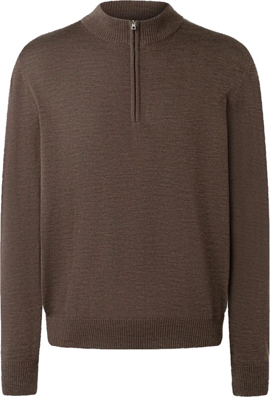 MAERZ Classic Fit heren schipperstrui wol, donkerbruin