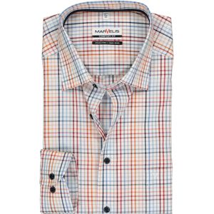MARVELIS comfort fit overhemd, wit, rood, blauw en oranje geruit (contrast) 49