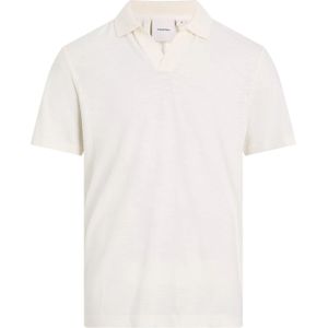 Calvin Klein - Linen Cotton Cuban Regular Polo - Heren Poloshirt - Offwhite