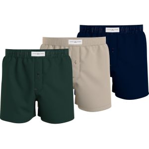 Tommy Hilfiger woven boxer (3-pack), heren boxers wijd katoen, groen, beige, blauw