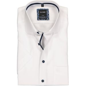 OLYMP Luxor modern fit overhemd, korte mouw, wit structuur (contrast)
