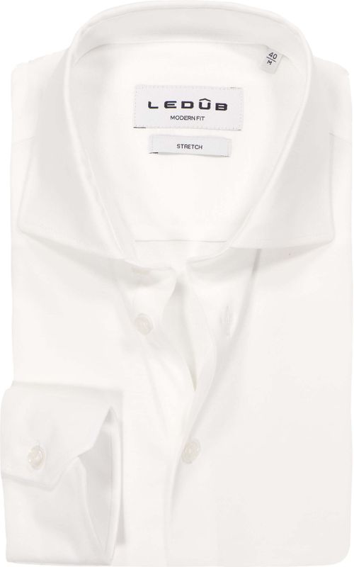Ledub modern fit overhemd, jersey, wit
