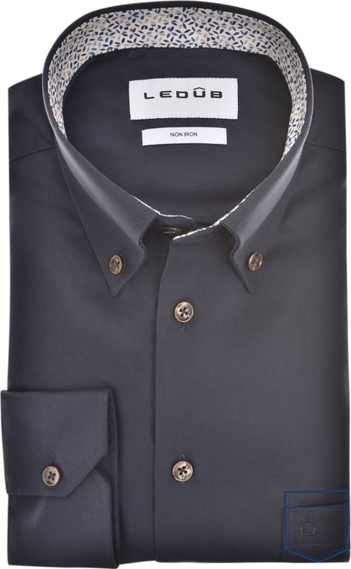 Ledub modern fit overhemd, mouwlengte 72 cm, popeline, donkerblauw