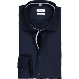 Seidensticker x-slim fit overhemd, structuur, blauw